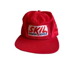 Vintage Skil Power Tools Red Mesh Snapback Vintage 80s Trucker Hat Adjustable